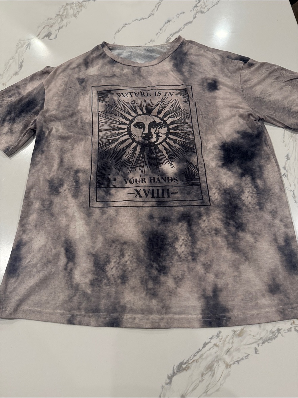 SHEIN Light Gray Tee with Black Label